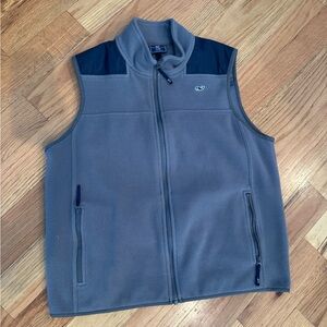 Vineyard Vines Gray and Navy Fleece Vest